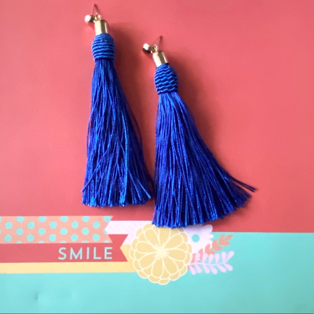 Royal Blue tassel earrings *NEW*
